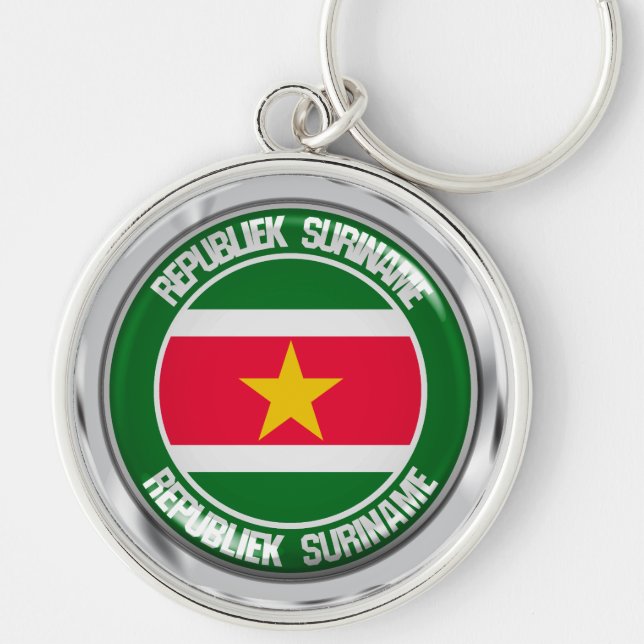 Suriname-RundEmblem Schlüsselanhänger (Vorne)