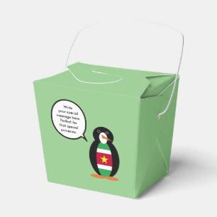 Surinamische Flagge Sprechende Frau Penguin Person Geschenkschachtel