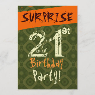 SURPRISE 21. Geburtstagskorb Green Orange W505 Einladung