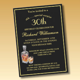 SURPRISE 30th Birthday Party Classic Black Gold  Einladung