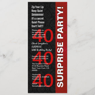 SURPRISE 40. Geburtstag Party Modern Black Red V05 Einladung