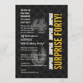 SURPRISE 40th Modern Birthday Black and Gold V001 Einladung