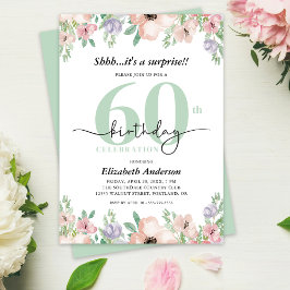 Surprise 60th Birthday Party Elegant Pastel Floral Einladung
