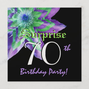 SURPRISE 70. Geburtstagspartei Farbige Blume W072 Einladung
