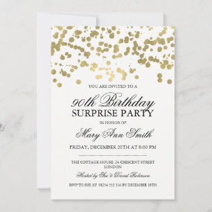 Surprise 90th Birthday Party Gold Foil Confetti Einladung