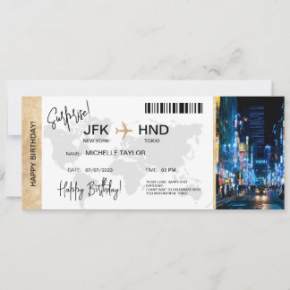 Surprise Birthday Boarding Pass Tokio Trip Ticket Einladung