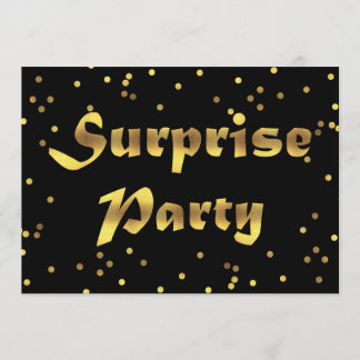Surprise Birthday Faux Gold Foil Confetti Black Einladung