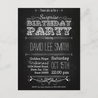 Surprise Birthday Party Einladungspostkarte