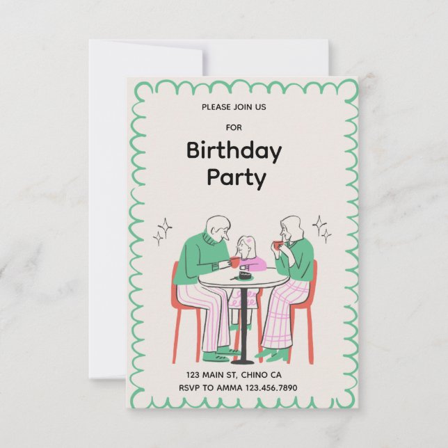 Surprise Birthday Party Navy Blue Watercolor Invit Einladung (Vorderseite)