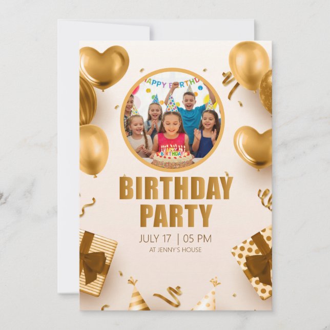 Surprise birthday party with a rose gold design einladung (Vorderseite)