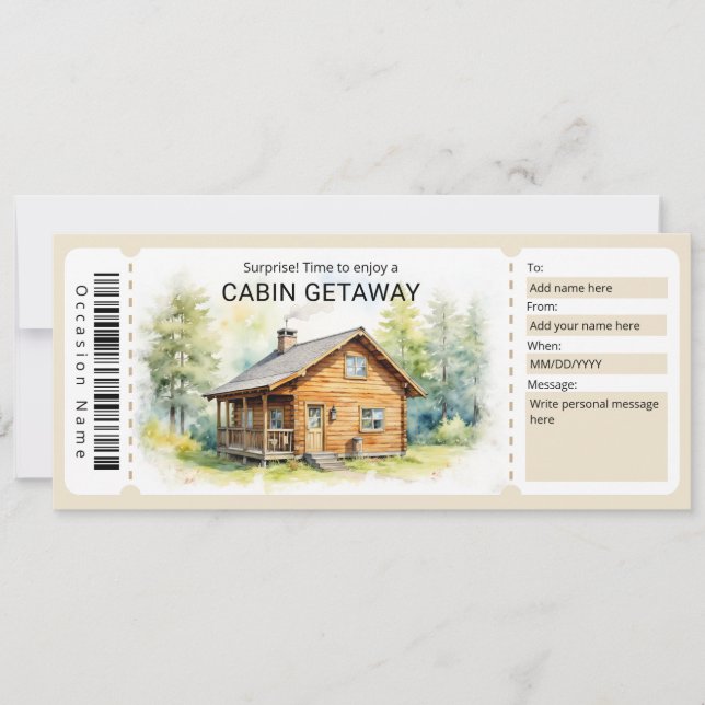 Surprise Cabin Trip Ticket  Einladung (Vorderseite)