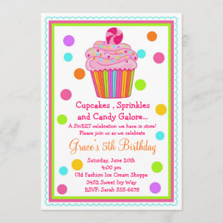 Surprise  Candy Cupcake Birthday Invitation Einladung