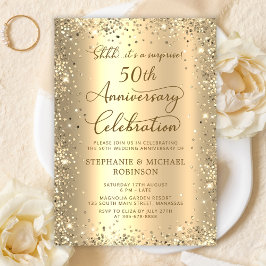 Surprise Gold Glitter 50th Wedding Anniversary Einladung