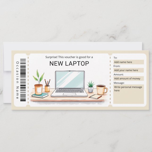 Surprise Laptop Gift Certificate Einladung (Vorderseite)