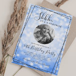 SURPRISE Photo 50th Birthday Blue Bokeh Einladung<br><div class="desc">An elegant "50th Birthday" party invitation design with personalized photo,  modern typography and a bokeh lights background.</div>