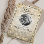 SURPRISE Photo 50th Birthday Gold Sparkle Bokeh Einladung<br><div class="desc">An elegant "50th Birthday" party invitation design with personalized photo,  modern typography and a bokeh lights background.</div>