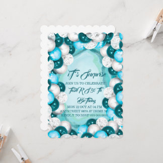 Surprise Turquoise Birthday Invitation, Adult Birt Einladung
