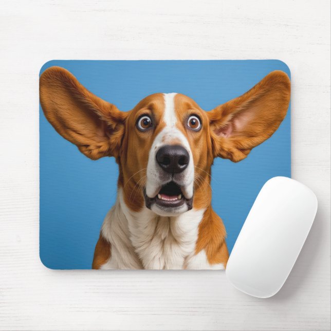 Surprised Basset Hound Mousepad (Mit Mouse)