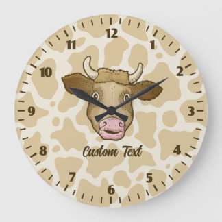Surprised Cow Large Clock Große Wanduhr