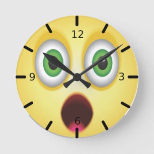 Surprised Emoji Face Runde Wanduhr