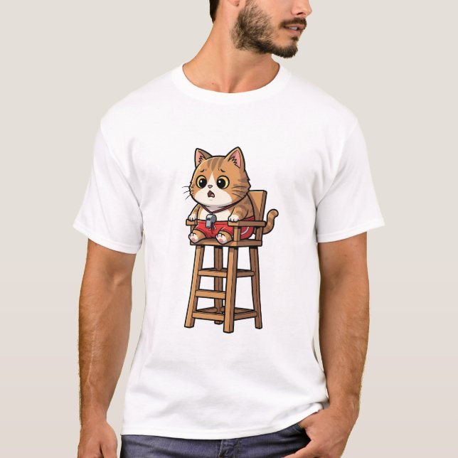 Surprised Lifeguard Cat T-Shirt (Vorderseite)