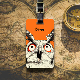 Surprised Owl Illustration Gepäckanhänger