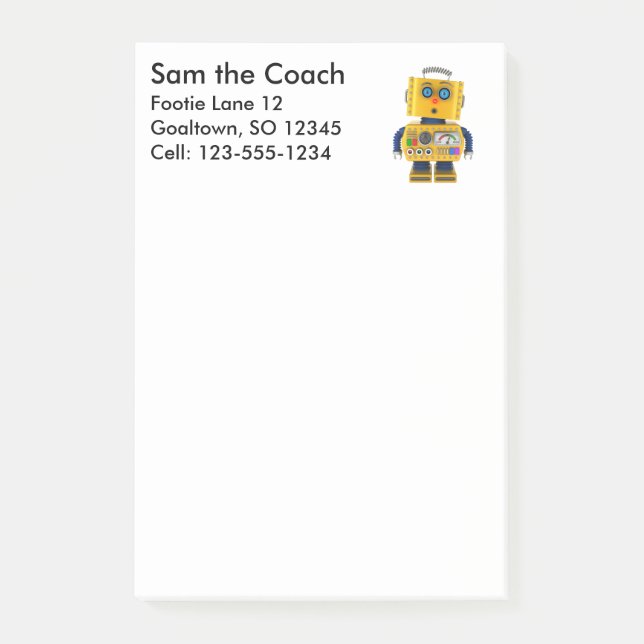 Surprised Spielzeugroboter schauend Post-it Klebezettel (Vorderseite)