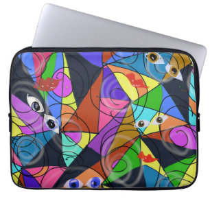 Surreal abstrakte geometrische Muster mit Augen Laptopschutzhülle