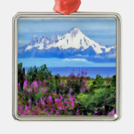 Surreal Alaskan Wilderness Gemälde Ornament Aus Metall