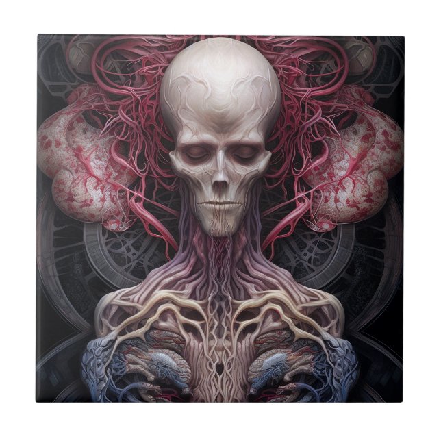 Surreal Anatomy Horror Sci-Fi Art Fliese (Vorderseite)