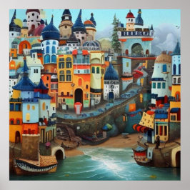 Surreal Art Abstrakt ein kleiner touristischer Sta Poster