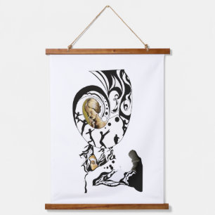 Surreal Art Mono-Spiral Holz Topped Wall Tapestes Wandteppich Mit Holzrahmen
