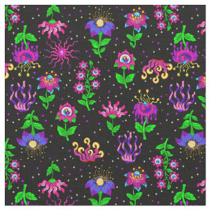 surreal Augen Blumenfantasie Blumen skurril Stoff