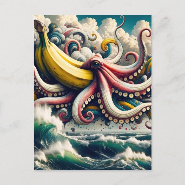 Surreal Banana Octopus Postkarte (Vorderseite)