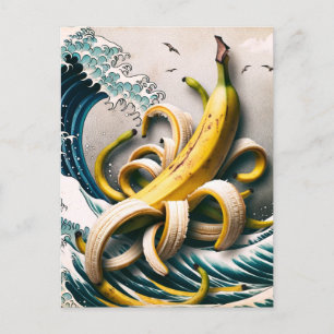 Surreal Banana Waves Octopus Postkarte