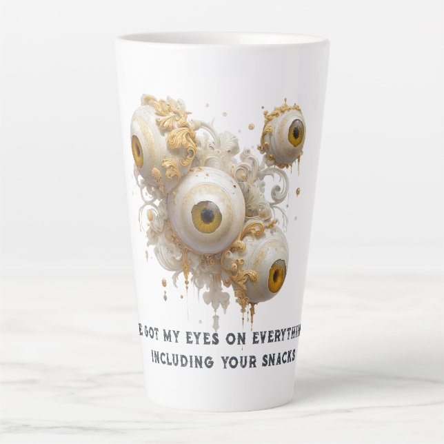 Surreal Barock Eyeballs mit Verziertem Gold Milchtasse (Vorderseite)