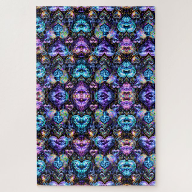 Surreal Bendy Abstrakt Hearts Baubles Puzzle (Vertikal)