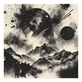 Surreal Berglandschaft mit Abstrakten Kreisen Fotodruck