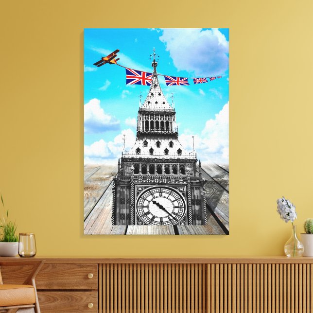 Surreal Big Ben, London / British Art Leinwanddruck (Insitu (Wohnzimmer))