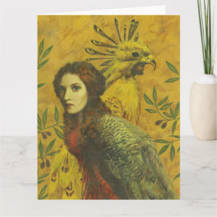 Surreal Bird Lady Large Greetings Card Karte