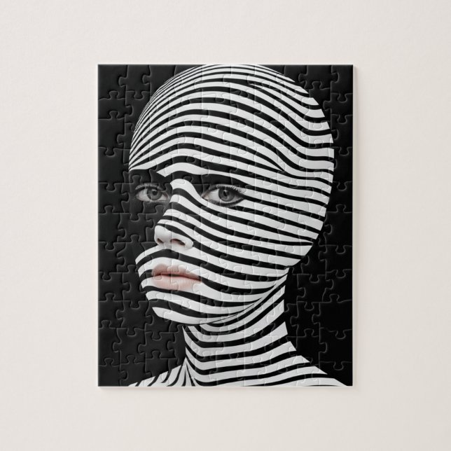 Surreal Black and White Face Puzzle (Vertikal)