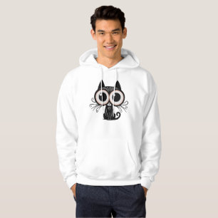 Surreal Black Cat with Big Eyes - Mystische Kunst Hoodie