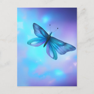Surreal Blue & Lila Butterfly Postkarte