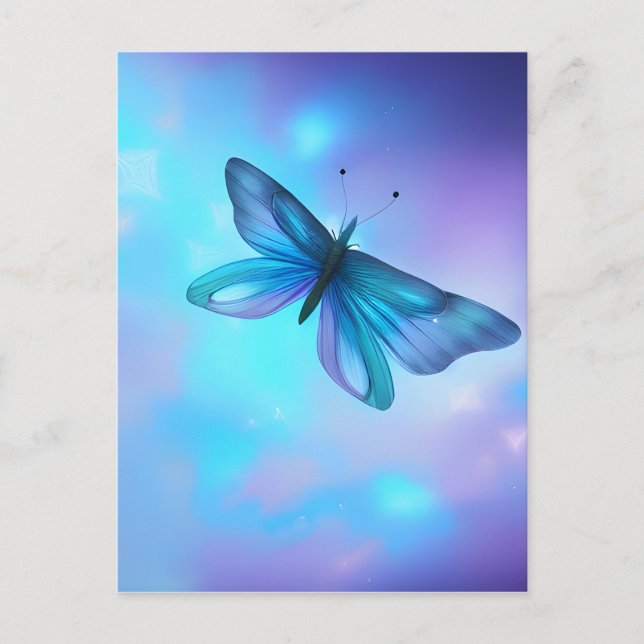Surreal Blue & Lila Butterfly Postkarte (Vorderseite)