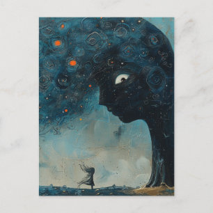 Surreal Blue Tree und ein erstaunliches Mädchen Postkarte