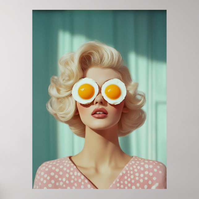 Surreal Breakfast Fashion Portrait Poster (Vorne)