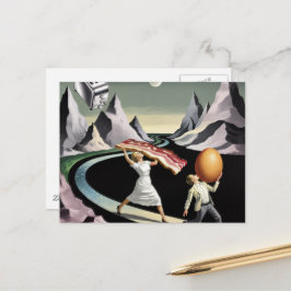 Surreal Breakfast People in the Mountains Postkarte