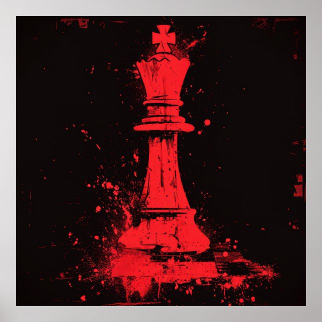 Surreal Broken Schach King Poster von Ralph Steadm (Vorne)