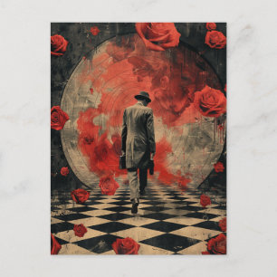 Surreal Business Man Collage Postkarte