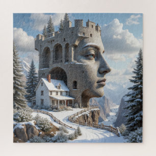 Surreal Castle Face in Snowy Mountains - Fantasie Puzzle